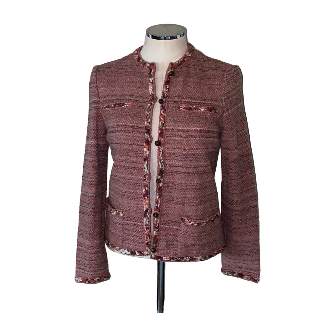 Vintage Castleberry Multicolor Tweed Knit Sweater Jacket Women’s Size 10